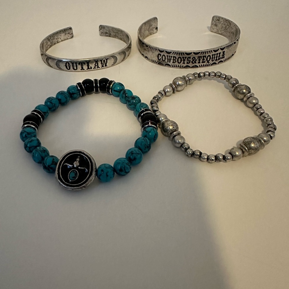 Silver and Turquoise Bracelet Set - Picture 2 of 4